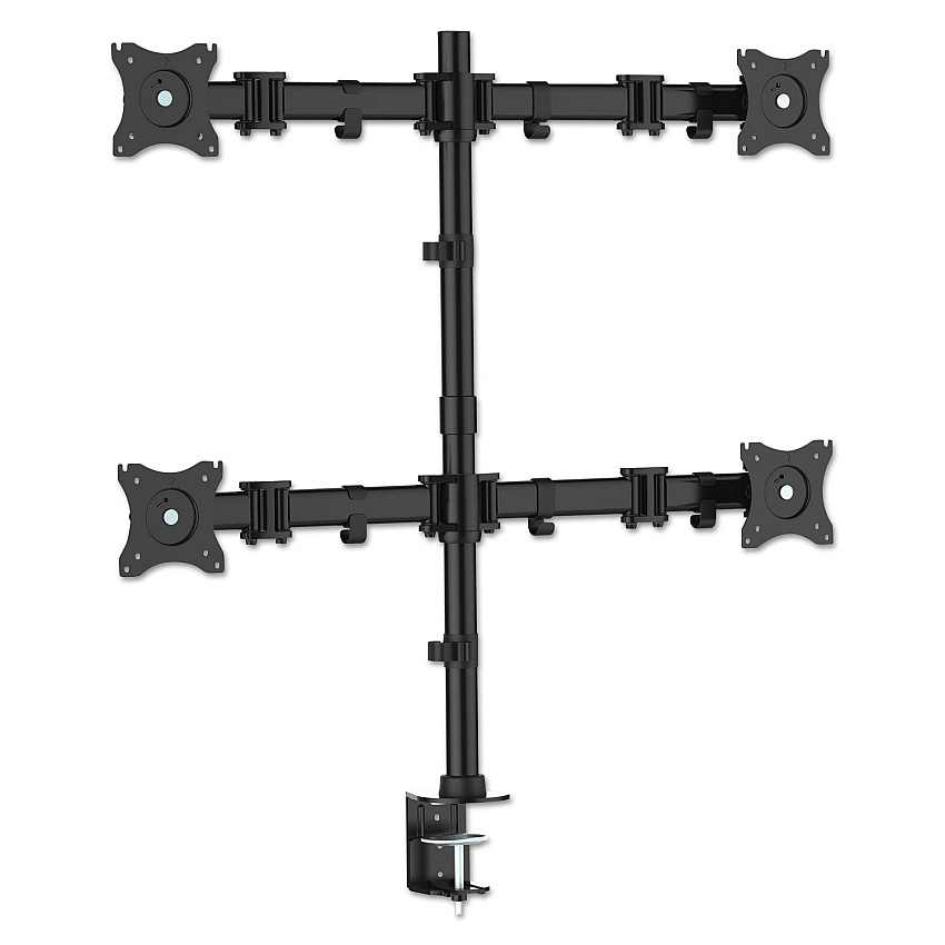 Kantek Articulating Quad Monitor Arms, For 13" to 27" Monitors, 360 deg Rotation, 45 deg Tilt, 180 deg Pan, Black, Supports 18 lb (MA240)