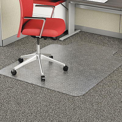 Alera Occasional Use Studded Chair Mat for Flat Pile Carpet, 36 x 48, Lipped, Clear (ALEMAT3648CFPL)
