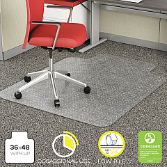 deflecto EconoMat Occasional Use Chair Mat, Low Pile Carpet, Roll, 36 x 48, Lipped, Clear (DEFCM11112COM)
