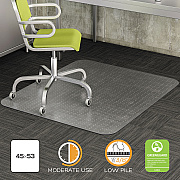deflecto DuraMat Moderate Use Chair Mat for Low Pile Carpet, 36 x 48, Rectangular, Clear (DEFCM13142)