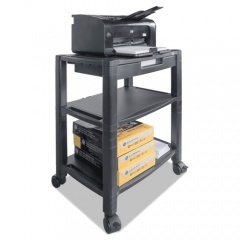 Kantek Height-Adjustable Deskside Printer Cart, Plastic, 3 Shelves, 1 Drawer, 60 lb Capacity, 20" x 13.25" x 24.5", Black (PS640)