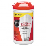 Sani Professional No-Rinse Sanitizing Multi-Surface Wipes, Unscented, White, 95/Container (P56784EA)