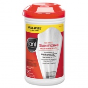 Sani Professional No-Rinse Sanitizing Multi-Surface Wipes, Unscented, White, 175/Container, 6/Carton (P66784)