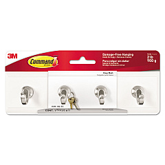Command Decorative Key Rail, Plastic, Quartz/Silver, 8 x 1.5 x 2.13, 4 Hooks/Pack (MMMHOM18QES)