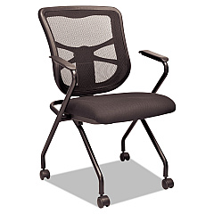 Alera Elusion Mesh Nesting Chairs with Padded Arms, Supports Up to 275 lb, 18.11" Seat Height, Black, 2/Carton (ALEEL4914)