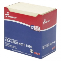 AbilityOne 7530011167865 SKILCRAFT Self-Stick Note Pad, 3" x 5", Yellow, 100 Sheets/Pad, 12 Pads/Pack