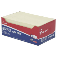 AbilityOne 7530012074356 SKILCRAFT Self-Stick Note Pad, 2" x 3", Yellow, 100 Sheets/Pad, 12 Pads/Pack