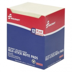 AbilityOne 7530012733755 SKILCRAFT Self-Stick Note Pad, Note Ruled, 4" x 6", Yellow, 100 Sheets/Pad, 12 Pads/Pack