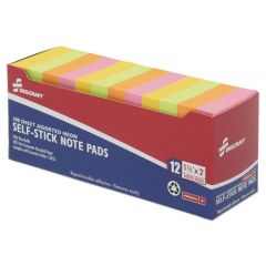 AbilityOne 7530013857560 SKILCRAFT Self-Stick Note Pads, 1.5" x 2", Assorted Neon Colors, 100 Sheets/Pad, 12 Pads/Pack