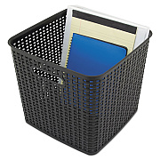 Advantus Plastic Weave Bin, Extra Large, 12.5" x 12.5" x 11.13", Black, 2/Pack (AVT40376)