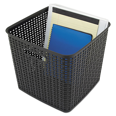 Advantus Plastic Weave Bin, Extra Large, 12.5" x 12.5" x 11.13", Black, 2/Pack (AVT40376)