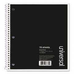 Universal Wirebound Notebook, 1-Subject, Quadrille Rule (4 sq/in), Black Cover, (70) 10.5 x 8 Sheets (66630)