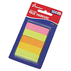 AbilityOne 7510014214751, SKILCRAFT Self-Stick Tabs/Page Markers, 2", Neon, Assorted, 500/Pack