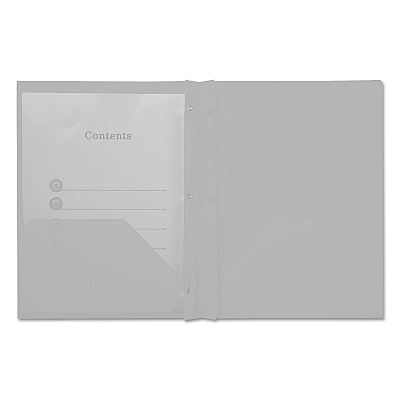 Universal Plastic Twin-Pocket Report Covers with Three-Prong Fastener, 11 x 8.5, White/White, 10/Pack (UNV20554)