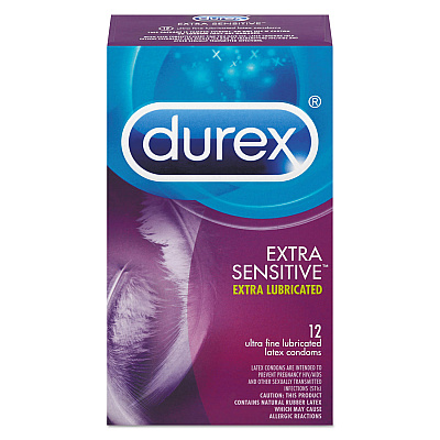 Durex Extra Sensitive Condom, Natural, 18 Dozen/carton (RAC30271CT)