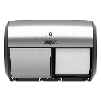 Georgia Pacific Professional Compact Coreless Side-by-Side 2-Roll Dispenser, 11 x 7.38 x 7.38, Stainless Steel (GPC56796A)