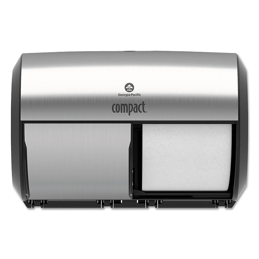 Georgia Pacific Professional Compact Coreless Side-by-Side 2-Roll Dispenser, 11 x 7.38 x 7.38, Stainless Steel (GPC56796A)