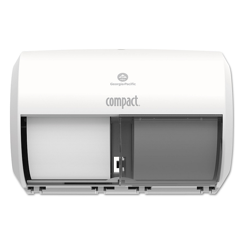 Georgia Pacific Professional Compact Coreless Side-by-Side 2-Roll Tissue Dispenser, 11.31 x 7.69 x 8, White (GPC56797A)