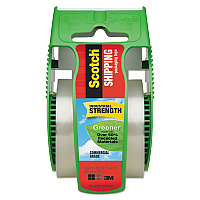 Scotch Greener Commercial Grade Packaging Tape with Dispenser, 1.5" Core, 1.88" x 58.33 ft, Clear (MMM175G)