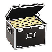 Vaultz Locking File Chest with  Adjustable File Rails, Letter/Legal Files, 17.5" x 14" x 12.5", Black (IDEVZ01008)
