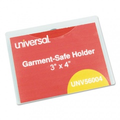 Universal Clear Badge Holders w/Garment-Safe Clips, 3 x 4, White Inserts, 50/Box (56004)