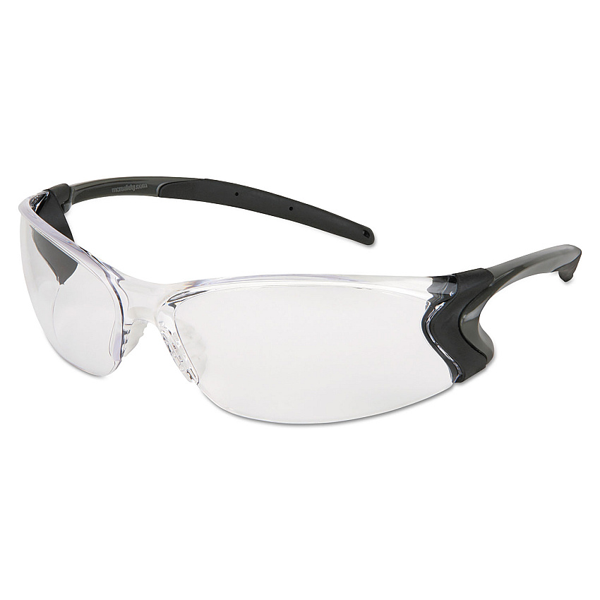 MCR Safety Backdraft Glasses, Clear Frame, Hard Coat Clear Lens (CRWBD110P)