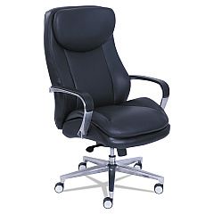 La-Z-Boy Commercial 2000 High-Back Executive Chair, Supports Up to 300 lb, 20.25" to 23.25" Seat Height, Black Seat/Back, Silver Base (LZB48958)