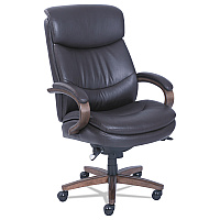 La-Z-Boy Woodbury Big/Tall Executive Chair, Supports Up to 400 lb, 20.25" to 23.25" Seat Height, Brown Seat/Back, Weathered Sand Base (LZB48961B)