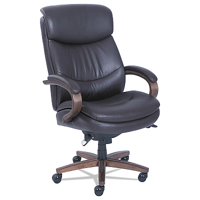 La-Z-Boy Woodbury Big/Tall Executive Chair, Supports Up to 400 lb, 20.25" to 23.25" Seat Height, Brown Seat/Back, Weathered Sand Base (LZB48961B)