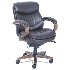 La-Z-Boy Woodbury Mid-Back Executive Chair, Supports Up to 300 lb, 18.75" to 21.75" Seat Height, Brown Seat/Back, Weathered Sand Base (LZB48963B)