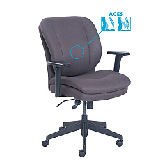 SertaPedic Cosset Ergonomic Task Chair, Supports Up to 275 lb, 19.5" to 22.5" Seat Height, Gray Seat/Back, Black Base (SRJ48967B)