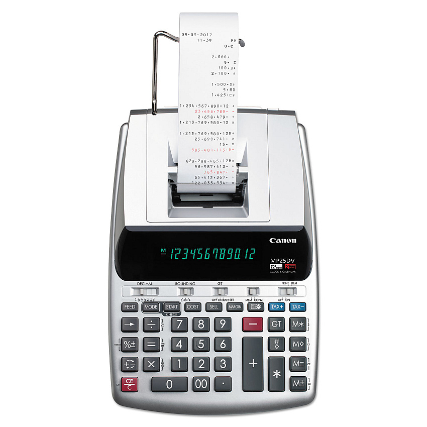 Canon MP25DV 12-Digit Ribbon Printing Calculator, Black/Red Print, 4.3 Lines/Sec (CNM2202C001)