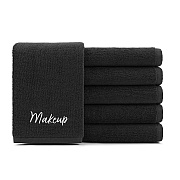 Host & Home 100% Cotton Makeup Washcloth 13x13 Black, Pack Of 6 (P-HHMU-1313-BK)
