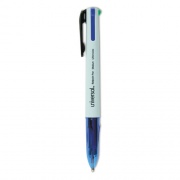 Universal 4-Color Multi-Color Ballpoint Pen, Retractable, Medium 1 mm, Black/Blue/Green/Red Ink, White/Translucent Blue Barrel, 3/Pack (44444)