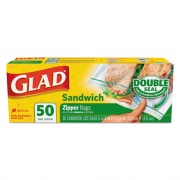 Glad Sandwich Zipper Bags, 6.63" x 8", Clear, 600/Carton (57263)