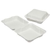 AbilityOne 7350016646907, SKILCRAFT Clamshell Hinged Lid ToGo Food Containers, 9 x 9 x 3, White, Paper, 200/Box