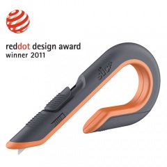 slice Box Cutters, Double Sided, Replaceable, 1.29" Carbon Steel Blade, 7" Nylon Handle, Gray/Orange (10400)