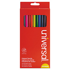 Universal Woodcase Colored Pencils, 3 mm, Assorted Lead and Barrel Colors, 24/Pack (UNV55324)