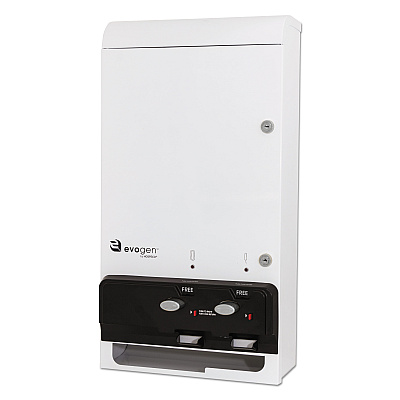 HOSPECO Evogen Feminine Hygiene Dispenser, Metal, 14 x 7.75 x 26.25, White/Black (HOSEV1FREE)