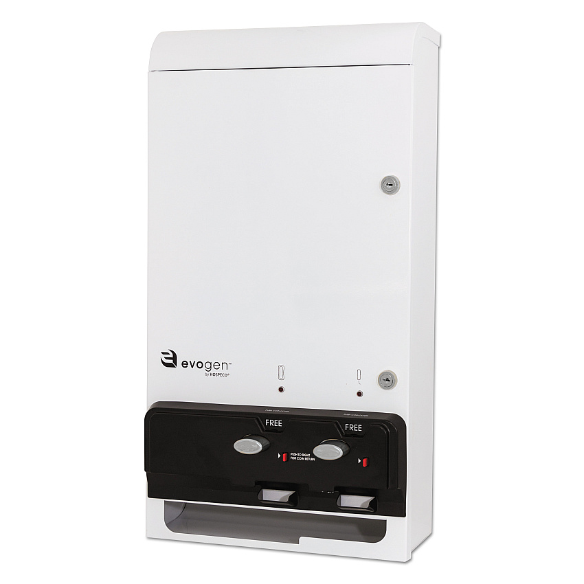 HOSPECO Evogen Feminine Hygiene Dispenser, Metal, 14 x 7.75 x 26.25, White/Black (HOSEV1FREE)