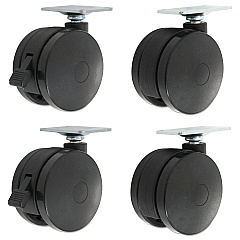 Alera Casters for Height-Adjustable Table Bases, Grip Ring Stem, 2" Wheel, Black, 4/Set (ALEHT3004)