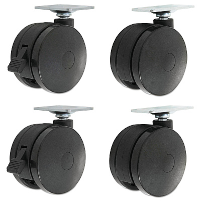 Alera Casters for Height-Adjustable Table Bases, Grip Ring Stem, 2" Wheel, Black, 4/Set (ALEHT3004)