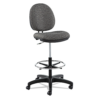 Alera Interval Series Swivel Task Stool, Supports 275 lb, 23.93" to 34.53" Seat Height, Graphite Gray Seat/Back, Black Base (ALEIN4641)