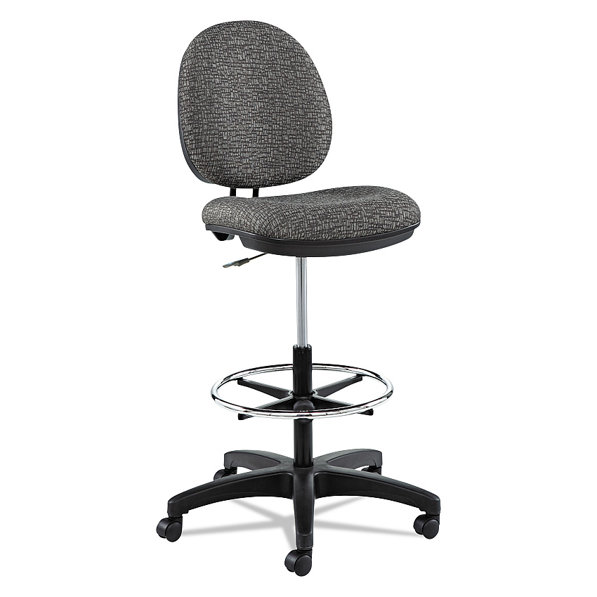 Alera Interval Series Swivel Task Stool, Supports 275 lb, 23.93" to 34.53" Seat Height, Graphite Gray Seat/Back, Black Base (ALEIN4641)