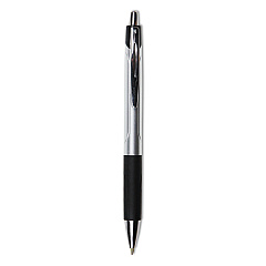 Universal Comfort Grip Ballpoint Pen, Retractable, Medium 1 mm, Black Ink, Silver/Black Barrel, Dozen (UNV15540)