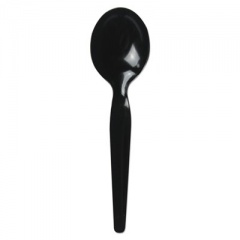 Boardwalk Heavyweight Polystyrene Cutlery, Soup Spoon, Black, 1000/Carton (SOUPHWPSBLA)