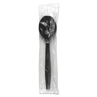 Boardwalk Heavyweight Wrapped Polypropylene Cutlery, Soup Spoon, Black, 1,000/Carton (SSHWPPBIW)