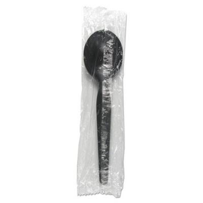 Boardwalk Heavyweight Wrapped Polystyrene Cutlery, Soup Spoon, Black, 1,000/Carton (SSHWPSBIW)