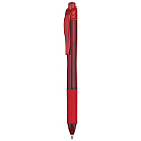 Pentel EnerGel-X Gel Pen, Retractable, Bold 1 mm, Red Ink, Translucent Red/Red Barrel, Dozen (PENBL110B)