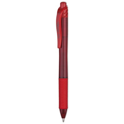 Pentel EnerGel-X Gel Pen, Retractable, Bold 1 mm, Red Ink, Translucent Red Barrel, Dozen (BL110B)